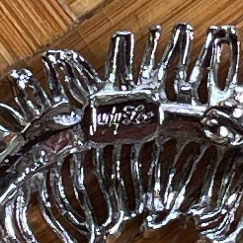 Vintage Judy Lee large feather brooch silver toned - Picture 4 of 5